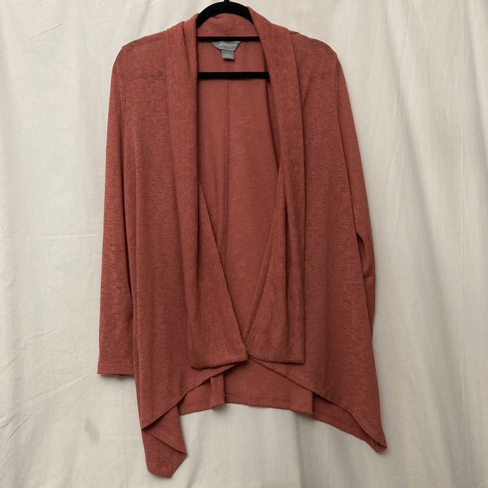 Liz Claiborne Studio Pink Lightweight Open Front Long Sleeve Cardigan - SZ L